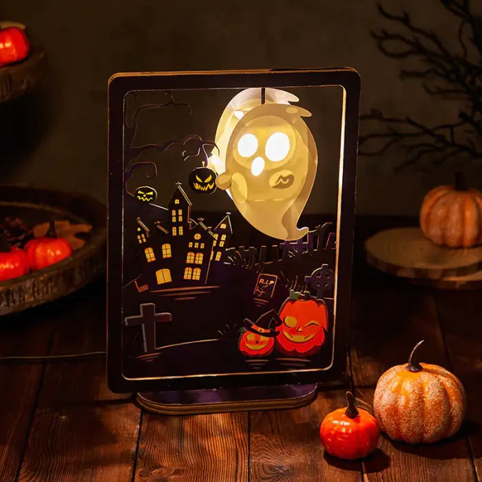Halloween Ghost 3D Paper Carving Night Lights - cards