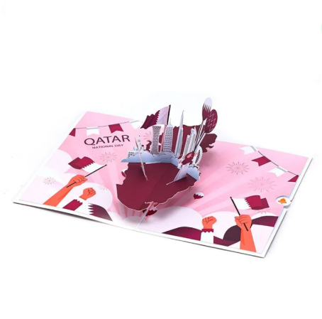 Qatar National Day map 3D greeting card