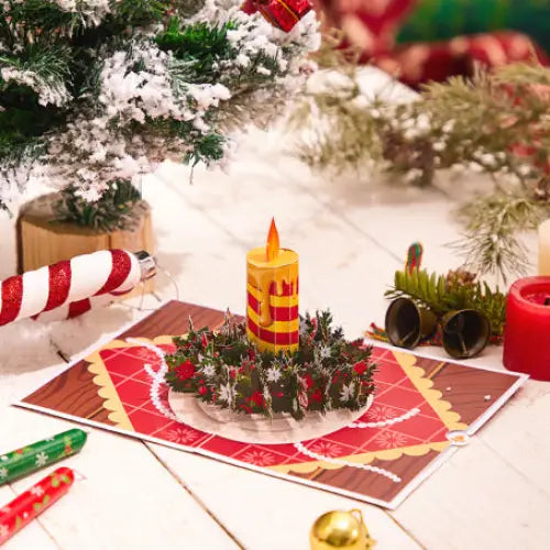 Christmas Candle Pop Up Card - cards