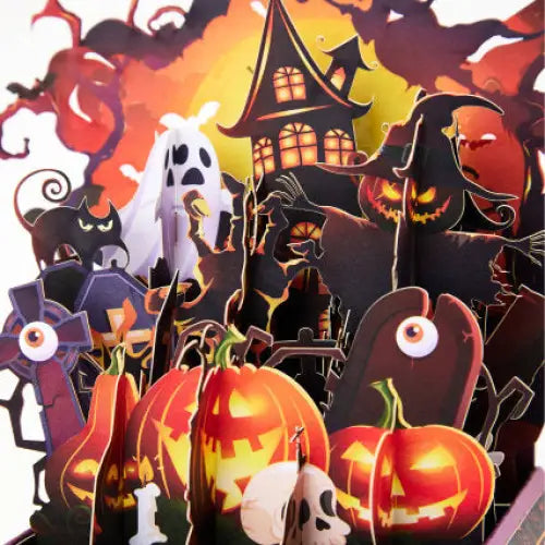 Halloween Fire Moon Pop-up Card - cards