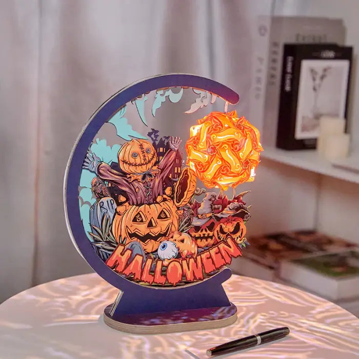 Halloween pumpkin 3D Paper Carving Night Lights - cards