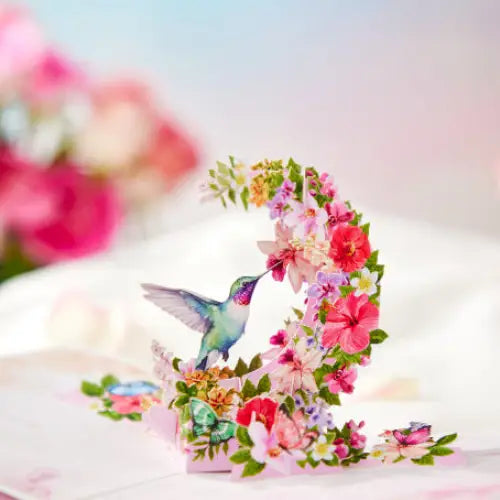 Hibicus Hummingbird Pop-Up Card - Flower
