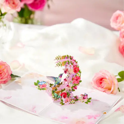 Hibicus Hummingbird Pop-Up Card - Flower