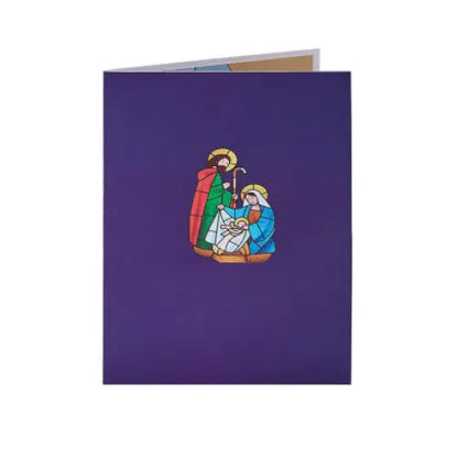 Nativity Stained Glass Pop Up Card - cards