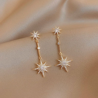 Crystal Star Long Earrings